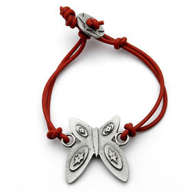 pewter butterfly bracelet on leather